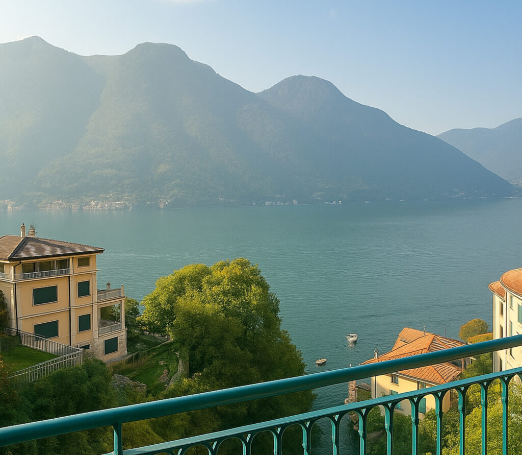 View from the road looking out at Lake Como.