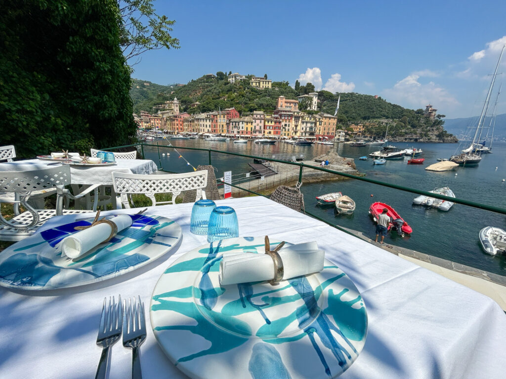 Sea view from Pescefino's outdoor dining table