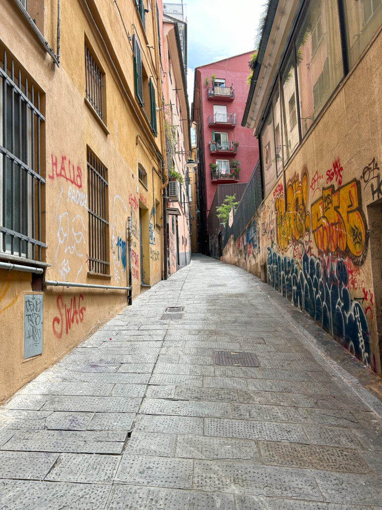 Alleyway with graffiti in the Old Town 
