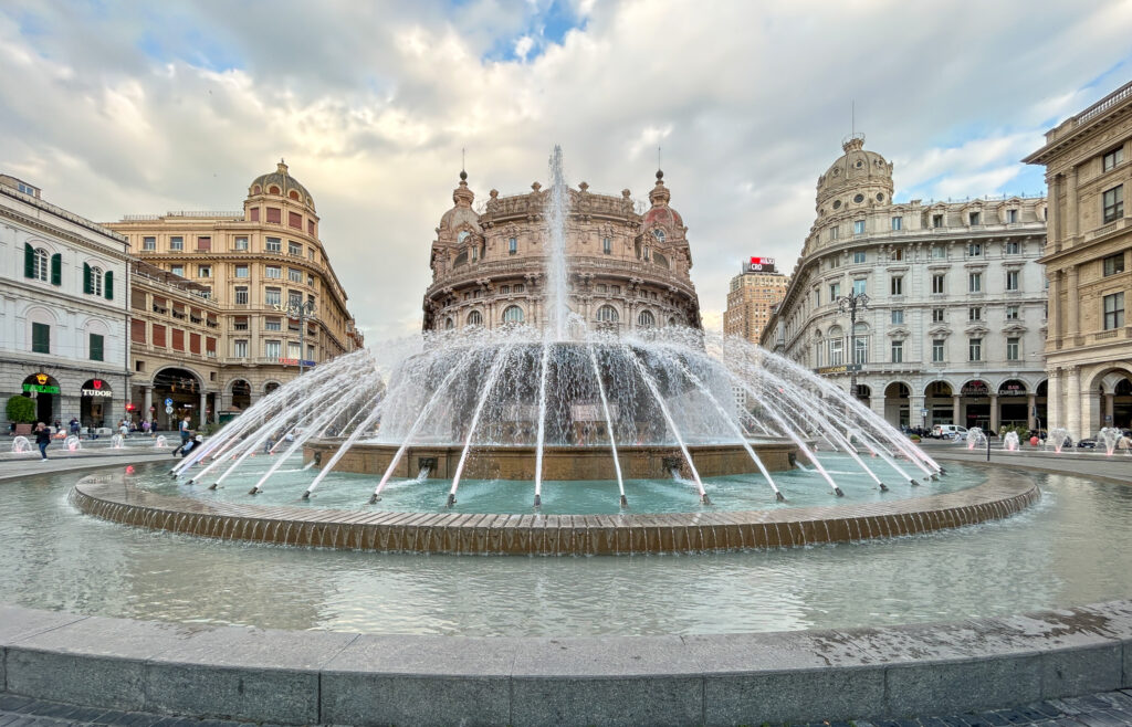 Fountain at Piazza Raffaele de Ferrari in Genoa, Italy